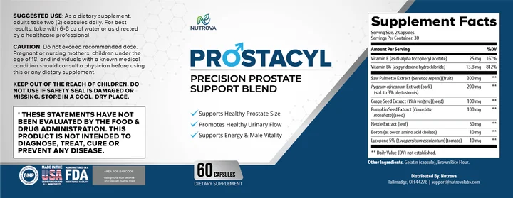 Prostacyl label with Supplement Facts